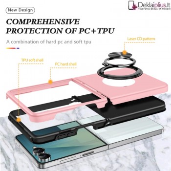 Plastikinis dėklas su žiedu - rūžavas (Samsung Galaxy Z Flip 7) Plastikinis dėklas su žiedu - rūžavas (Samsung Galaxy Z Flip 7)